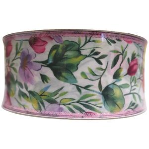 Member's Mark Premium Wired Edge Spring Ribbon, 2.5"x50Yds - Flowers